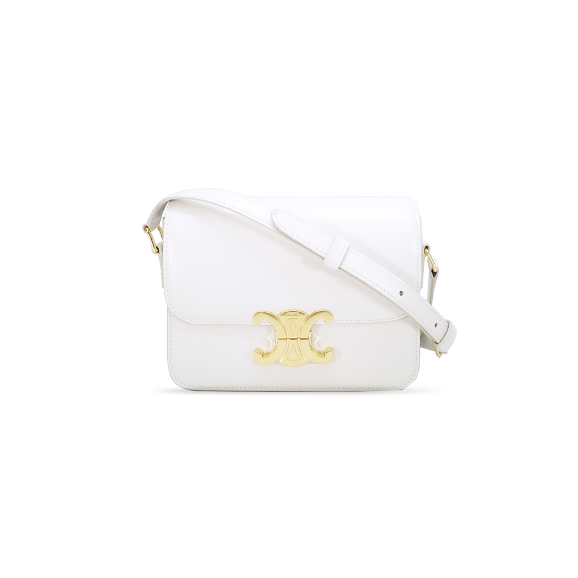 CELINE SMALL TEEN TRIOMPHE BAG IN BOX LEATHER AND SHEEPSKIN 188423BF4.10VF (18.5*14*6cm)